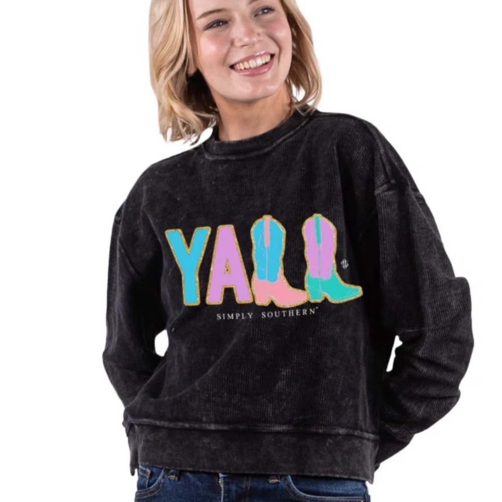 Never warn, cropped ribbed sweatshirt, medium